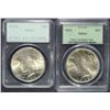 Image 1 : ( 2 ) PCGS GRADED PEACE DOLLARS: 1923 MS-63 OGH & 1924 MS-62 "RATTLER" HOLDER
