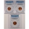 Image 1 : ( 3 ) PCGS GRADED MS-66 RED LINCOLN CENTS:  1944, 1955-D & 1958-D