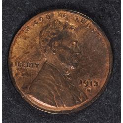 1913-D LINCOLN CENT, XF/AU