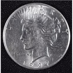1927-S PEACE SILVER DOLLAR, CHOICE BU
