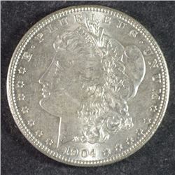 1904 MORGAN SILVER DOLLAR, CHOICE BU  BETTER DATE