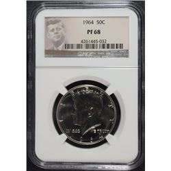 1964 KENNEDY HALF DOLLAR, NGC PF-68