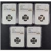 Image 1 : 1948-D, 1949-D, 1950-D, 1952 & 1953-S ROOSEVELT  DIMES, NGC MS-66
