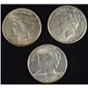 Image 1 : 3 PEACE DOLLARS 1925-P,S, 34