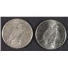 Image 2 : 2 PEACE DOLLARS 24-S AU, & 22-D BU