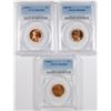 Image 1 : ( 3 ) PCGS GRADED MS-66 RED LINCOLN CENTS: 1940-S, 57-D & 58-D