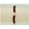 Image 2 : #1-STERLING SILVER PEARL GARNET BRACELET W/ COA