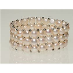 #44-FRESHWATER PEARL FLEXIBLE SIZE BRACELET