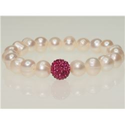 #49-FRESHWATER PEARL FLEXIBLE SIZE BRACELET