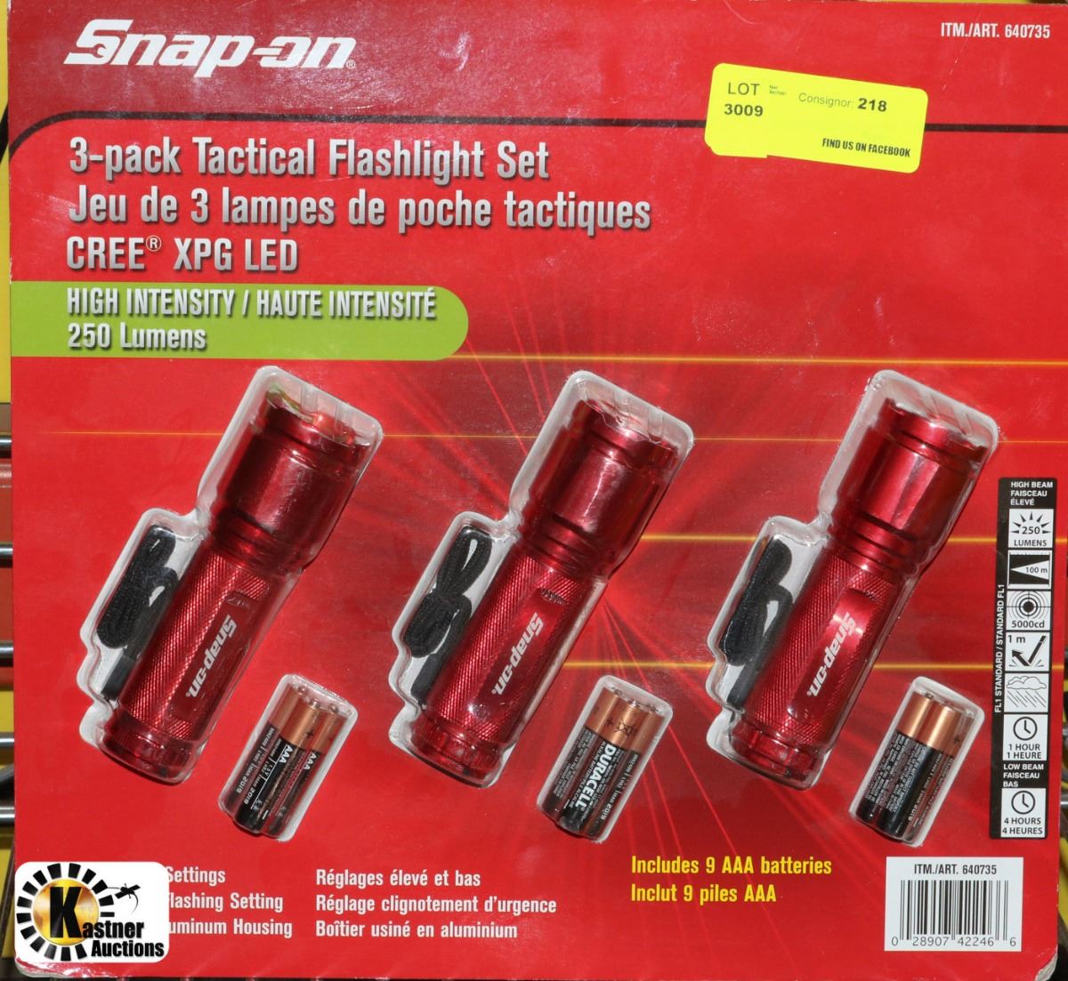NEW SNAPON 3PACK TACTICAL FLASHLIGHT SET