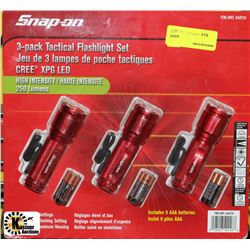 NEW SNAP-ON 3PACK TACTICAL FLASHLIGHT SET