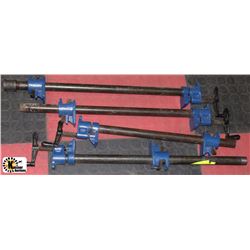 FOUR 2' BLUE WOOD CLAMPS