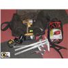 Image 1 : TOOL BAG WITH DEWALT DRILL & NEW BOOSTER CABLES