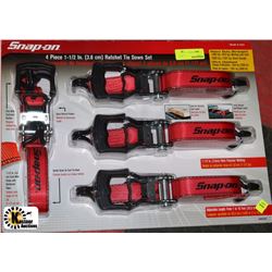 NEW 4PC SNAP-ON HEAVY DUTY RATCHET TIE DOWN SET