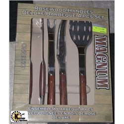 ROSEWOOD HANDLE DELUX 4PC BBQ SET