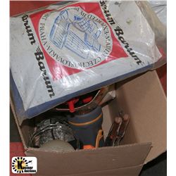 BOX OF MISC CAMPING EQUIPMENT