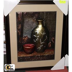 NEW SHADOW BOX HANGING PICTURE REDDISH/GOLD