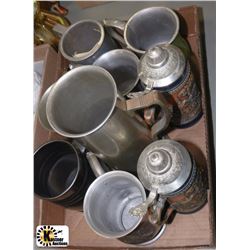 FLAT OF GERZ LIDDED AND METAL STEINS