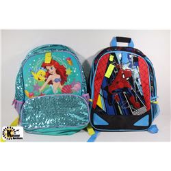 PAIR OF CHILDRENS BACKPACKS - LITTLE MERMAID &