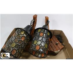 PAIR OF VINTAGE WOOD AND STAINED GLASS WALL /PATIO