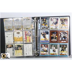 BINDER OF BOSTON BRUINS HOCKEY CARDS INCL. JERSEY