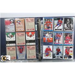 BINDER WITH MONTREAL CANADIENS HOCKEY CARDS