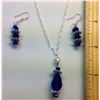 Image 1 : HAND SET COBALT BLUE SWAROVSKI PENDANT & EARRINGS