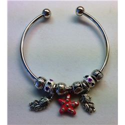 PANDORA STYLE BANGLE BRACELET WITH