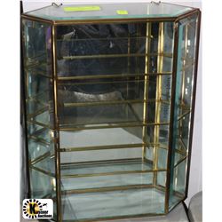 VINTAGE BEVELLED GLASS AND BRASS MIRROR DISPLAY