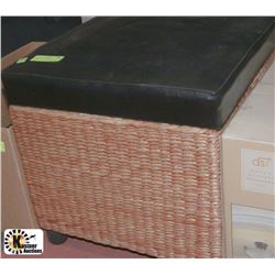 WICKER STORAGE STOOL
