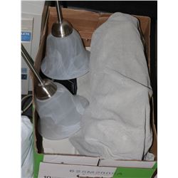 SET OF 2 SILVER & FROSTED GLASS LIGHT PENDANTS