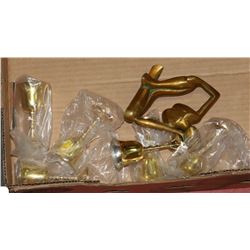 SET OF 6 BRASS MINI GOBLETS WITH BRASS DECOR