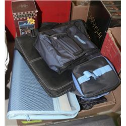 FLAT WITH NEW LUNCH BAGS, CD CASES, & 3-D PUZZLE