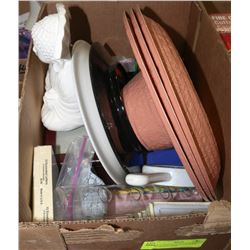 BOX OF ASSORTED HOUSEHOLD DECOR INCLUDING