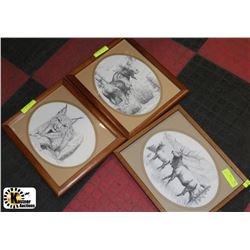 3 FRAMED PENCIL WORK PRINTS BY SALTIEL