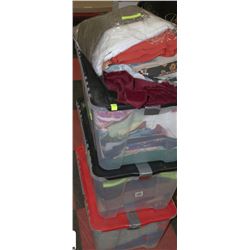 3 LARGE TOTES PLUS ONE BAG OF FABRIC MOST FROM 1-4