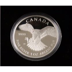A)2014 $5 DOLLAR FINE SILVER COIN PEREGRINE FALCON
