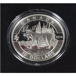 G)2014 FINE SILVER $10 COIN MOOSE O CANADA