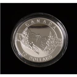 F)2014 FINE SILVER $10 COIN SKIING CANADA'S SLOPES