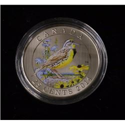 M)2014- 25 CENT COLOURED COIN BIRDS OF CANADA