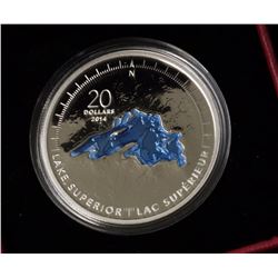 L)2014 FINE SILVER $20 COIN THE GREAT LAKES:
