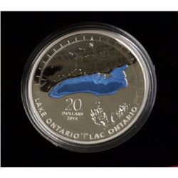 H)2014 FINE SILVER $20 COIN THE GREAT LAKES:LAKE