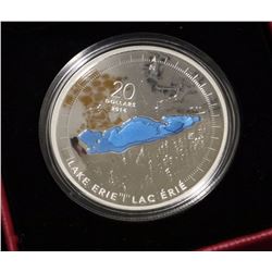 J)2014 FINE SILVER $20 COIN THE GREAT LAKES:LAKE