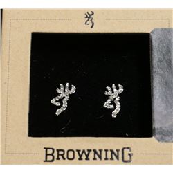 BROWNING CLEAR BUCKMARK BLING EARRINGS