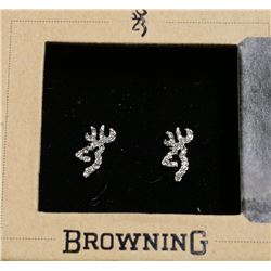 BROWNING CLEAR BUCKMARK BLING EARRINGS