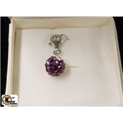 STERLING SILVER PURPLE CUBIC CRYSTAL SPHERE