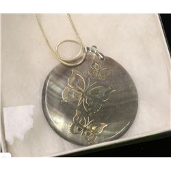 ABALONE PENDANT WITH SILVER BUTTERFLY OVERLAY