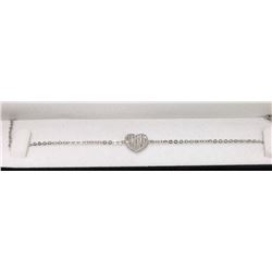 #44-STERLING SILVER CZ HEART BRACELET