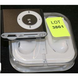 NEW BELT CLIP MP3 PLAYER W/EARBUD HEADPHONES