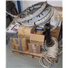 Image 1 : PALLET OF MISC WIRE, HARDWARE, ELECTRICAL OUTLETS
